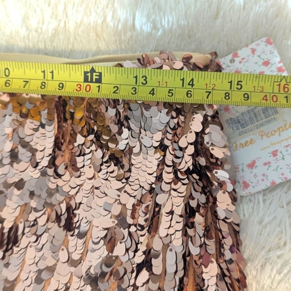 Vintage "NWT","Free People", Maxi Rose Gold Sequence Long Skirt - Picture 7 of 9